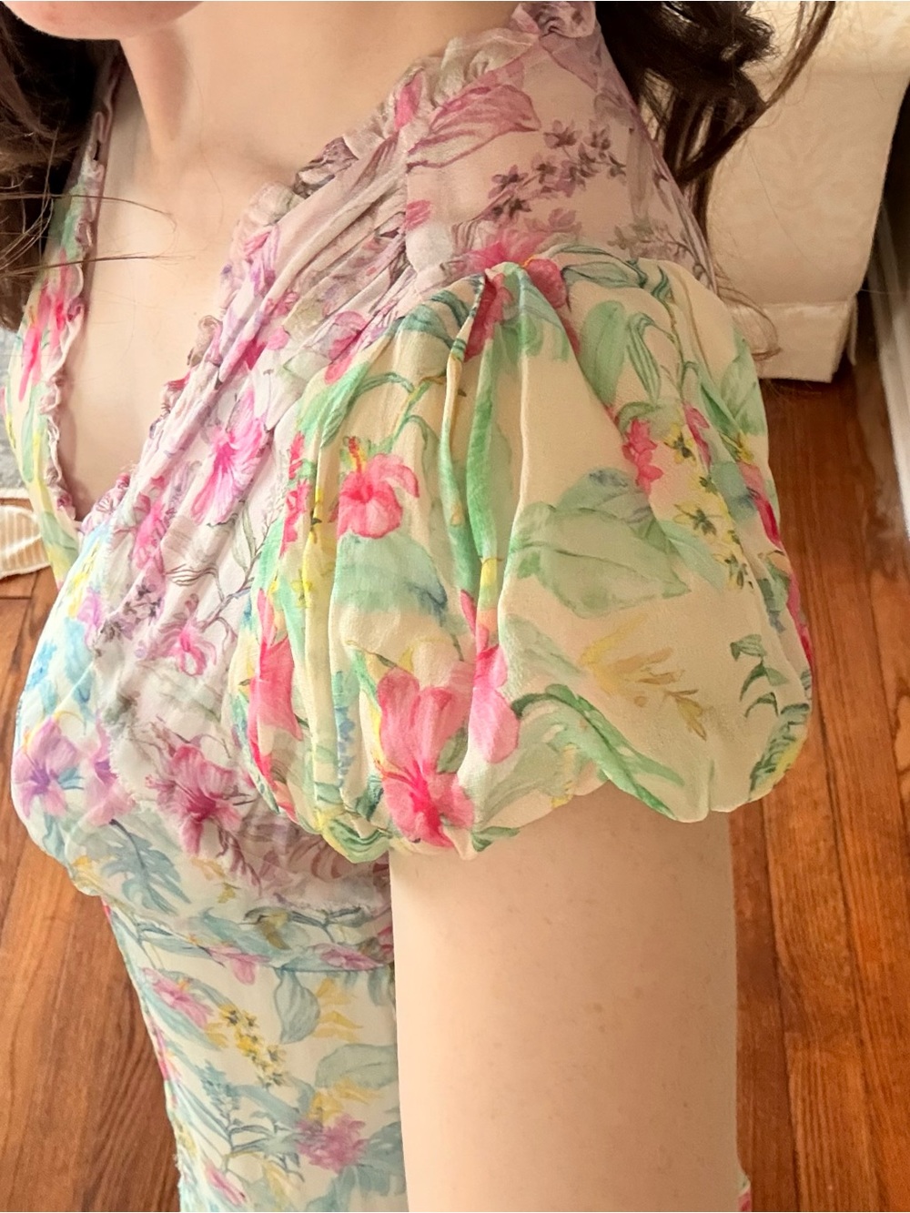 LoveShackFancy Multicolor Mini Dress with Pink Floral Print - Picture 3 of 6
